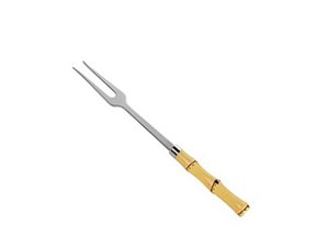 Garfo Espeto p/Churrasco de Aço Inox c/Cabo Plástico Bambu
