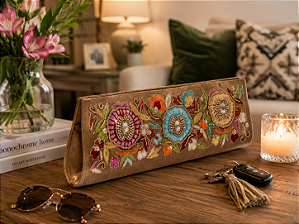 Bolsa Bordada Bege PU-BT992
