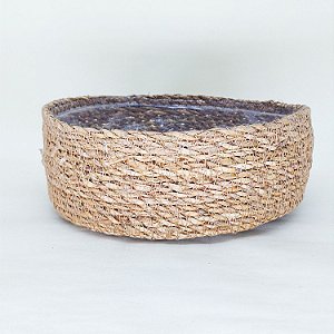 Cachepô Sisal Natural Redondo com Proteção Plástica P