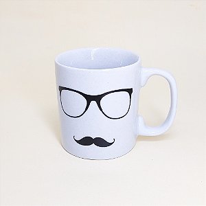 Caneca Porcelana Branca Bigode