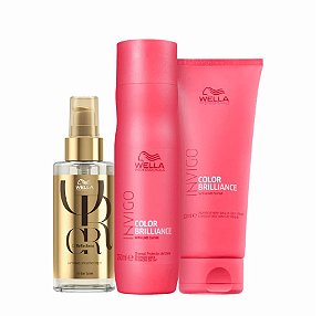 Kit Wella Brilliance Shampoo + Condicionador + Oil 100ml