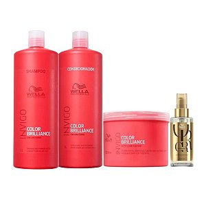 Kit Wella Color Brilliance Shampoo E Condicionador De 1L + Másk 500G + Oil Reflections 100ml