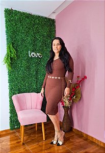 VESTIDO TRICO MARROM