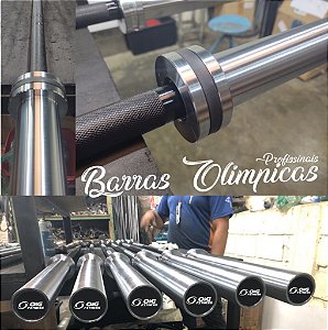 Barra Olímpica Masculina 20Kg - Bucha Bronze - Eixo Zinco Preto