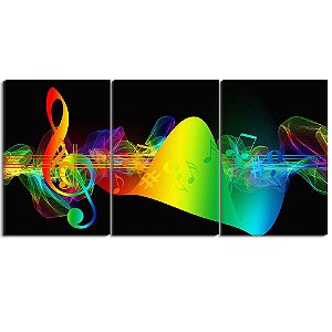 Quadro Estudio Musica Multi Color 28x60