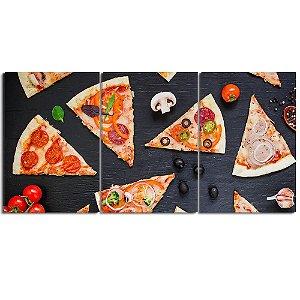 Quadro Pedaços de Pizza 28x60