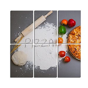 Quadro Decorativo Pizza Ingredientes Letras 60x60