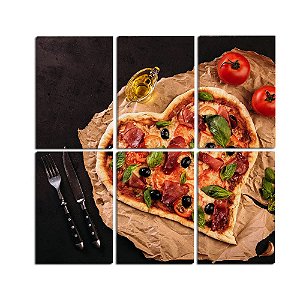 Quadro Decorativo Pizza Com Borda Coração 60x60
