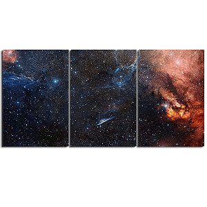 Quadro Decorativo Universo Galáxia Estrelas 28x60