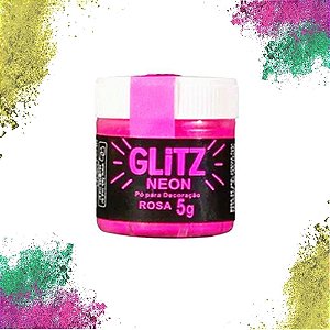 Corante Pó Glitz Neon Brilha Na Luz Negra Para Confeitaria Rosa