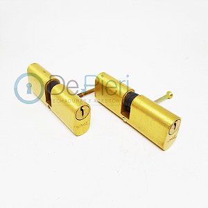 Cilindro Papaiz C200 Latão Dourado 8cm (Par) 6 chaves