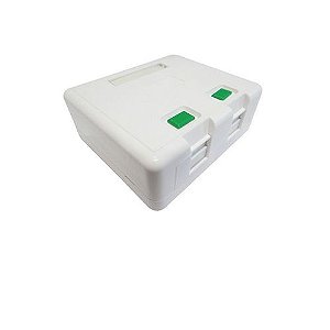 Tomada de Superficie 02 Portas RJ-45-Bransco Com 5 Peças Sobrepor