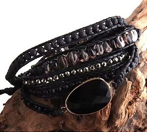 05 pulseiras de pedra estilo Boho 5 voltas