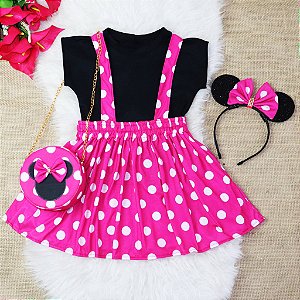 Vestido Minnie Rosa Infantil com Acessórios Menina