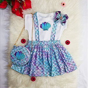 Vestido Infantil Sereia Festa - Completo com Laço Luxo