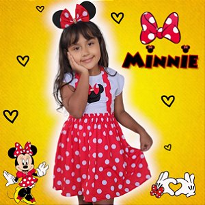 Vestido Infantil  Minnie Mouse com Tiara Menina