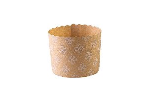 Panetone Kraft Fiori - 100 g. - Tam. - 7x6 cm. - Pacote c/ 12 unid. – R$ 0,77 un.