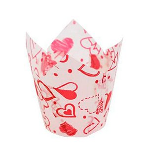 Formas Papel Tulipas Cupcakes/muffin C/25 Coração
