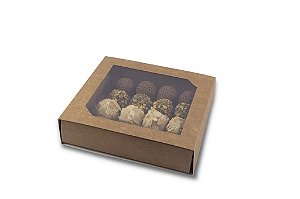 Gaveta 16 Doce com Tampa de Acetato | Kraft 207x207x50mm. - (05 unidades)