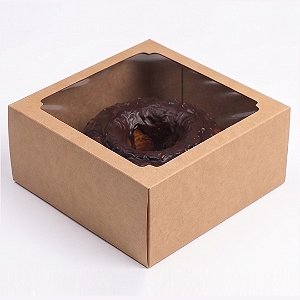 Caixa para Bolo com Visor 28x28cm Kraft - Exposição Perfeita Ana Costa | Kit 5un | Sulformas