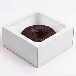 Caixa P/ Bolo Ana Costa 5Un 28X28X12Cm Com Visor Exposição Perfeita | Branco