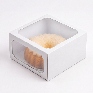 Caixa P/ Bolo Ana Costa 5Un 21X21X11Cm Com Visor Exposição Perfeita | Branco