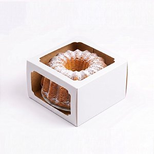 Caixa para Bolo com Visor 16x16cm Branca - Exposição Perfeita Ana Costa | Kit 5un | Sulformas