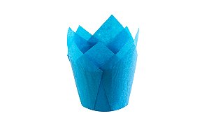 Tulipas Forneáveis p/ Cupcake - Azul - Tam. 15x15x5 cm. - Pacote c/ 25 unid. - R$ 0,57 un.