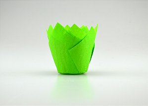 Tulipas Forneáveis p/ Cupcake - Verde - Tam. 15x15x5 cm. - Pacote c/ 25 unid. - R$ 0,57 un.