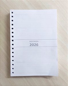 MIOLOS DE AGENDA 2026 - 1 DIA por Página (Cinza) Furados p/wire-ô 2:1