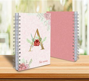 Caderno A5 - 15x21cm c/Iniciais + Calendários - Letra Inicial Personalizada