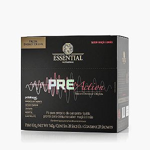 PRE-ACTION ENERGY DRINK -  540g - BOX C/ 20 SACHÊS DE 27g - ESSENTIAL NUTRITION