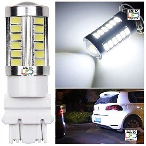 Lâmpada Led T25 P27 3157 2 Polos Pingão 33 Leds Cree Frontal Seta Pisca Freio Canbus DRL Conjugado 12v