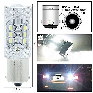 Lâmpada Led 1156 1 Polo Ba15s Com 16 Ultra Leds Cree Frontal Canbus Alumínio 80w Forte Ré Freio Break Light 12v