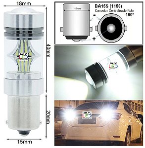 Lâmpada Led 1156 1 Polo Ba15s Com 20 Ultra Leds Cree Frontal Canbus Alumínio 80w Forte Ré Freio Break Light 12v