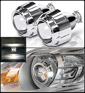 Kit Completo Projetor Bi Xenon Retrofit 2.5 com Acabamento Cromado H1 H4 H7 Alto Baixo