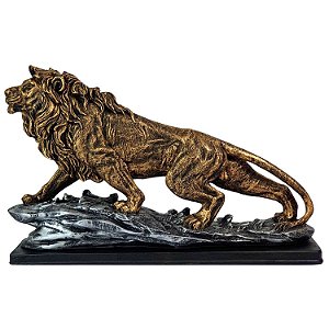 Escultura Leão -  Estátua Para Decoração - Presente Tamanho Grande - Leão 39 Cm