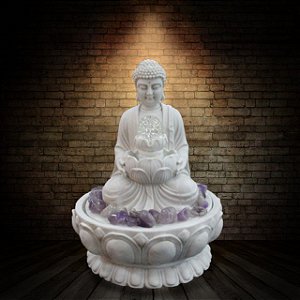 Fonte Buda Zen Lótus White Stone 45 cm 110V