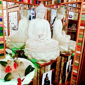 Fonte Buda Zen Lótus White Stone 90cm 220V