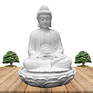 Fonte Buda Zen Lótus White Stone 70cm 220V