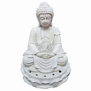Fonte Buda Zen Lótus White Stone 32 cm 110V