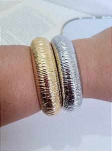Bracelete Fechado Linhas Banho Branco