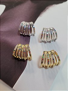 Brinco Liso 7 Linhas Cravejado Color