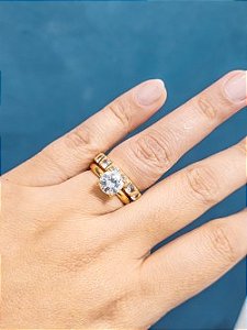 Anel Solitário com Zircônia