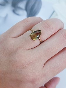 Anel Gota Topázio Fumê