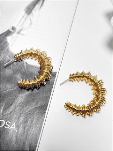 Argola Média Detalhes Redondos