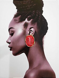 Brinco Oval Orgânico com Pedra