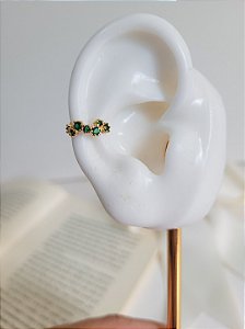 Piercing Fake  Cravejado Com Zirconias Esmeralda