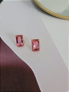 Brinco Retangular Morganita Rosa