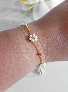 Pulseira Flor de Pérolas